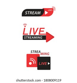 Live streaming symbol set Online broadcast icon. Concept for live streaming for selling on social media.