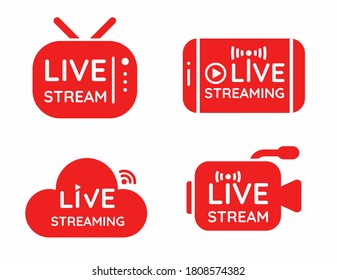Live streaming symbol set Online broadcast icon The concept of live streaming for selling on social media.