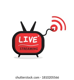 Símbolo de streaming en vivo conjunto Icono de emisión en línea. Concepto de transmisión en vivo para vender en medios sociales.
