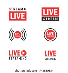 Live streaming symbols set. Web TV and online broadcasting icons. Vector illustration template design elements isolated on white background