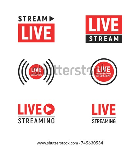 Live streaming symbols set. Web TV and online broadcasting icons. Vector illustration template design elements isolated on white background