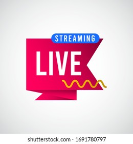 Live Streaming Tag Label Vector Template Design Illustration