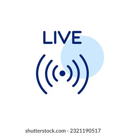 Live streaming vector icon. Broadcasting, music, or online video. Pixel perfect, editable stroke