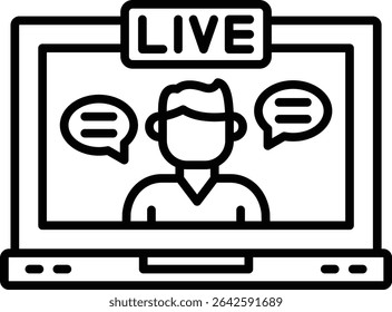 Ícone de vetor de streaming ao vivo. Pode ser usado para impressão, aplicativos móveis e da Web.