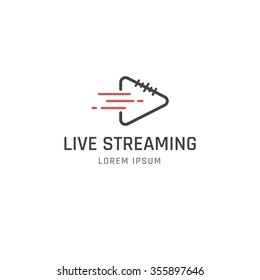 Live Streaming Vector Logo Design Template. Line Style.
