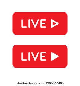 Live streaming video button icon vector in flat style