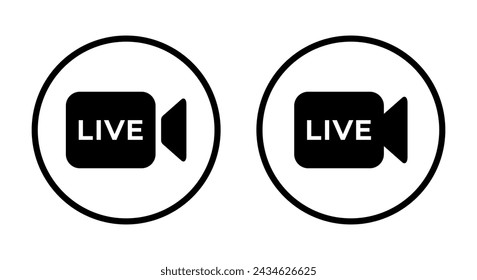 Vector de icono de video en vivo en línea circular