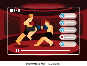 live streaming video mix martial art vector illustration