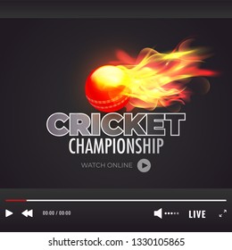 Live streaming video play screen for Cricket Championship event concept.