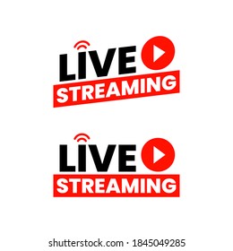 Presentación en vivo de vídeo Presentación en reuniones de negocios Etiqueta de logotipo de marca Vector de iconos