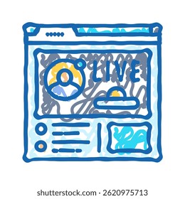 live streaming virtual conference doodle icon sketch vector. live streaming virtual conference sign. isolated symbol illustration