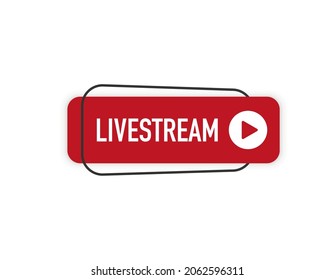 Live Streaming YouTube Icon. Button For Broadcasting, Livestream Or Online Stream. Template For Tv, Online Channel, Live. Vector Illustration
