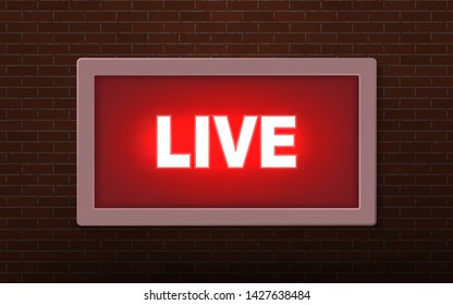 Live studio broadcast  light sign on wall