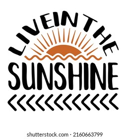 
live in the sunshine,,Vintage textured hand drawn sign with palm tree drawing. Handmade typographic summer art. Exotic tropical coastal decor. Sea shore vector illustration for print or poster.