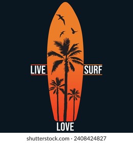 Live surf love, Streetwear T-shirt Designs Artwork Set, Graffiti Vector Collection for Apparel and Clothing Print.
