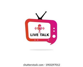 Live-Talk-Logo. Element für das Live-Streaming-Programm im Bereich Rundfunk oder Online-Fernsehen. Tv-Stream-Symbole.