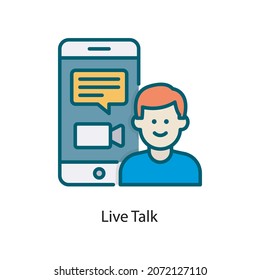 Live Talk vector Fill Outline Icon Design illustration. Social Media Symbol on White background EPS 10 File