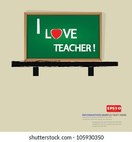 I live teacher on blackboard background,Vector