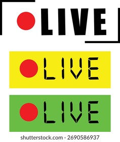 Live text icon sheet. Live text with different color and background vector.