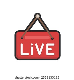 live text sign with outline in flat vector design