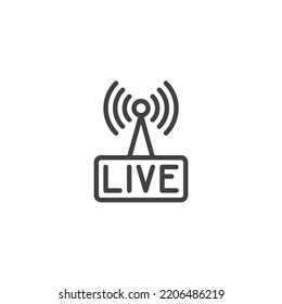 Icono de línea de traducción en vivo. signo de estilo lineal para concepto móvil y diseño web. Icono de vector de contorno de transmisión en vivo y transmisión en directo. Símbolo, ilustración del logotipo. Gráficos vectoriales