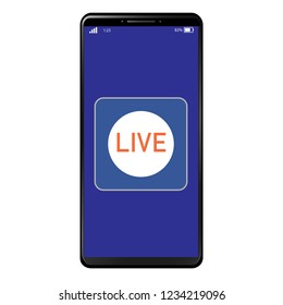 Live transmission notification message on generic smart phone with full screen and desktop background
