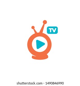 Live TV Television Stream Webcam Play Video Vector Illustration Logo