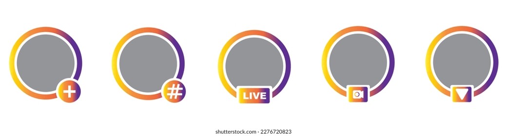Live user video streaming. New story social media badges. Online avatar stories. Vector illustration.EPS 10