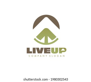 Live UP vector logo illustration. Amazing LOGO for UP. Colorful sign of UP. Vector sign for living up. upward arrow illustration.