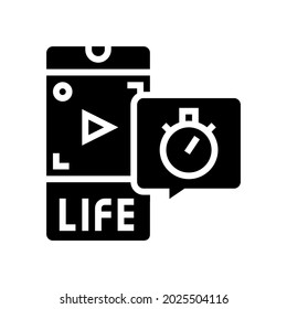 live video ephemeral glyph icon vector. live video ephemeral sign. isolated contour symbol black illustration
