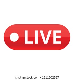Icono de video en vivo. Caricatura del icono del vector de vídeo en vivo para el diseño web aislado en fondo blanco