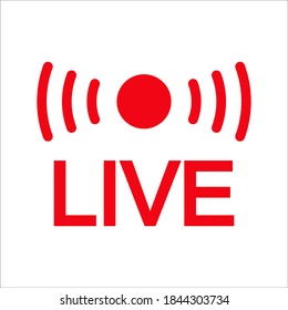 Icono de video en vivo, Icono streaming en vivo con color de fondo blanco editable
