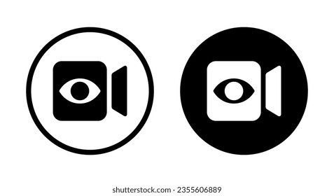 Live video icon vector in circle line. Streaming videos sign symbol