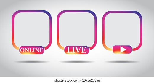 Live video Instagram button, symbol, sign. Social media icon avatar LIVE video streaming colorful gradient. Social media, Insta user stream. Element for social network, web, mobile, ui, app. EPS 10