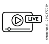 Live video podcast icon outline vector. Streaming platform. Play button