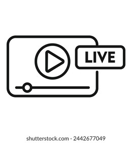 Live video podcast icon outline vector. Streaming platform. Play button