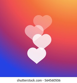 Live Video Stream Vector Icon, Hearts Element Or Love Signs On Colorful Background