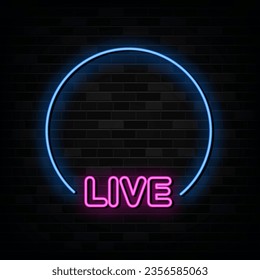 Live Video Streaming Frame Neon Signs Vector Design Template