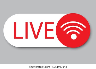 Live video streaming. Internet technology. Social media live badge. gray background. Online stream sign. Stock image. EPS 10.