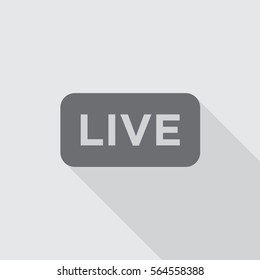 Live video streaming long shadow vector icon on gray background