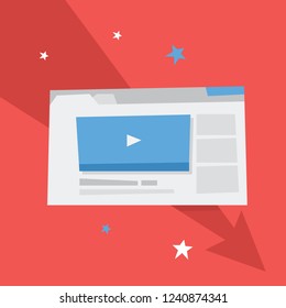 Live video streaming in social network concept. Watch in the internet using smartphone or computer. Flat vector illustration