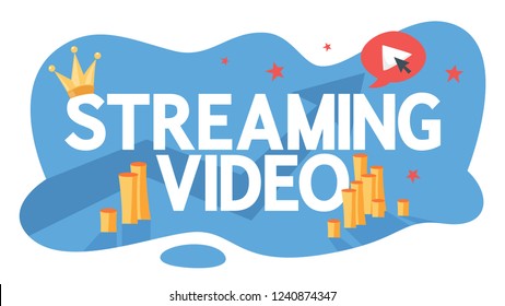 Live video streaming in social network concept. Watch in the internet using smartphone or computer. Flat vector illustration