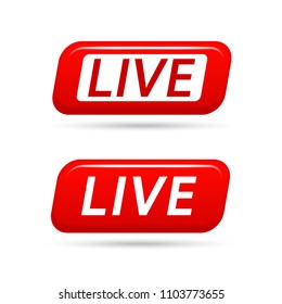 Live video streaming vector icon isolated on white. Live TV broadcasting. Live streaming vector signs