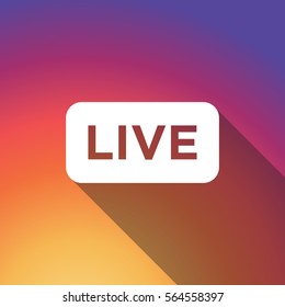 Live video streaming vector icon in long shadow style