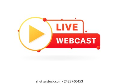 Live webcast button icon. Multimedia play button. Flat style
