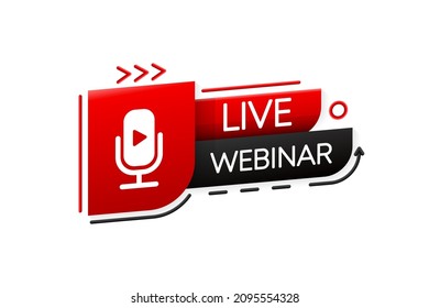 Live Webinar 3D Banner. Video-Internetkonferenz-Konzept. Live-Stream, Internet-Bildung. Vektorgrafik.
