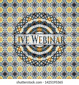 Live Webinar arabesque style emblem. arabic decoration.