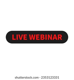 Live-Webinar in schwarz rotem, abgerundetem Rechteck-Form für Live-Stream-Internet
