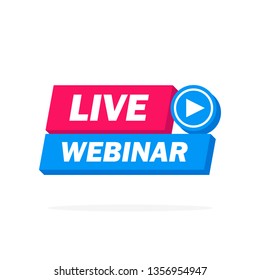 Live Webinar Button, icon, emblem, label - vector design