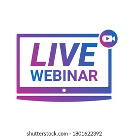 Live Webinar Button, icon, emblem label Vector illustration